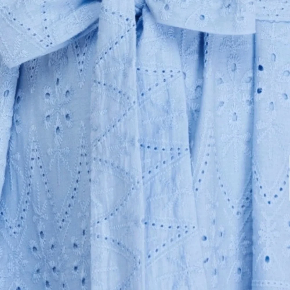 Blue Eyelet Midi Dress - Picture 3 of 5